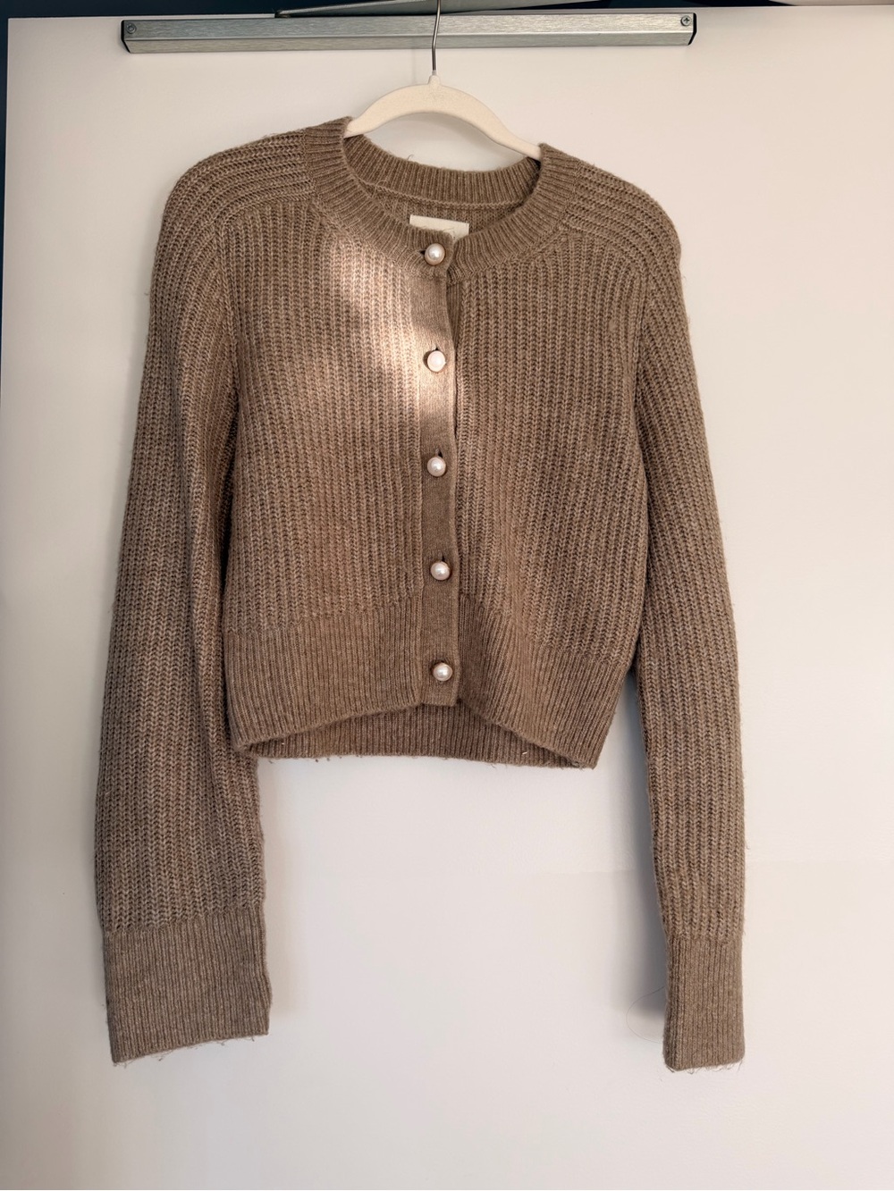 A&F Button-Front Sweater Cardigan - Taupe